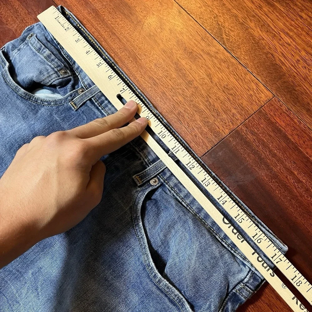Levis Jeans Mens 34x30 502 Blue Whiskering Fade Grunge Workwear Stretch Gorpcore